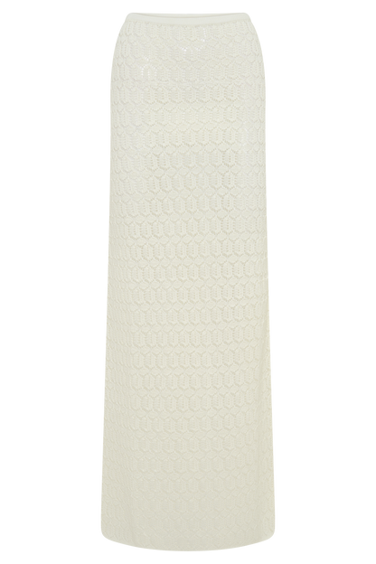 Falda Maxi de Crochet Tejida Courtney - Marfil