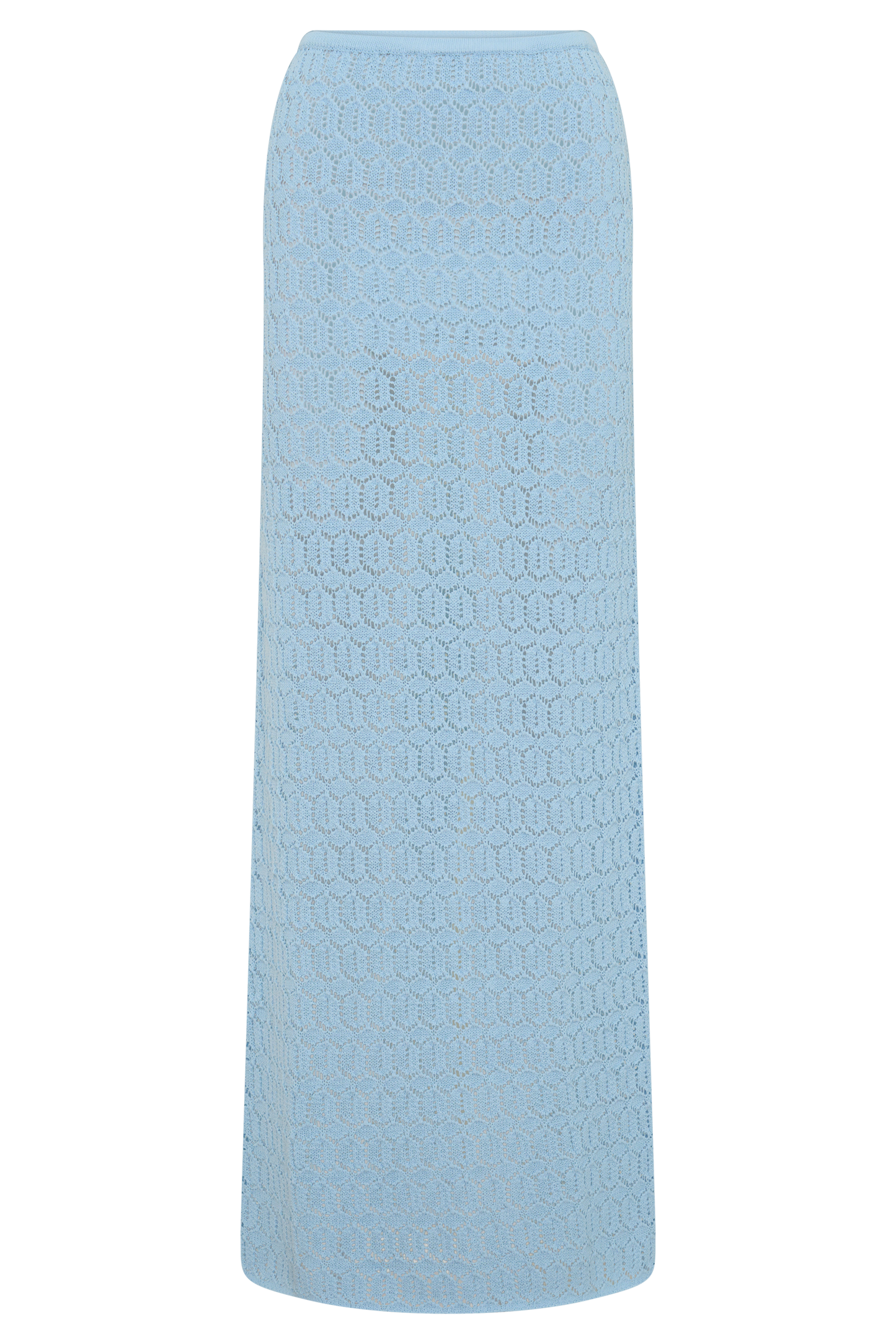 Falda Maxi de Crochet Tejida Courtney - Azul Pálido