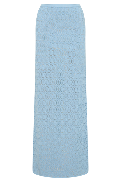 Falda Maxi de Crochet Tejida Courtney - Azul Pálido