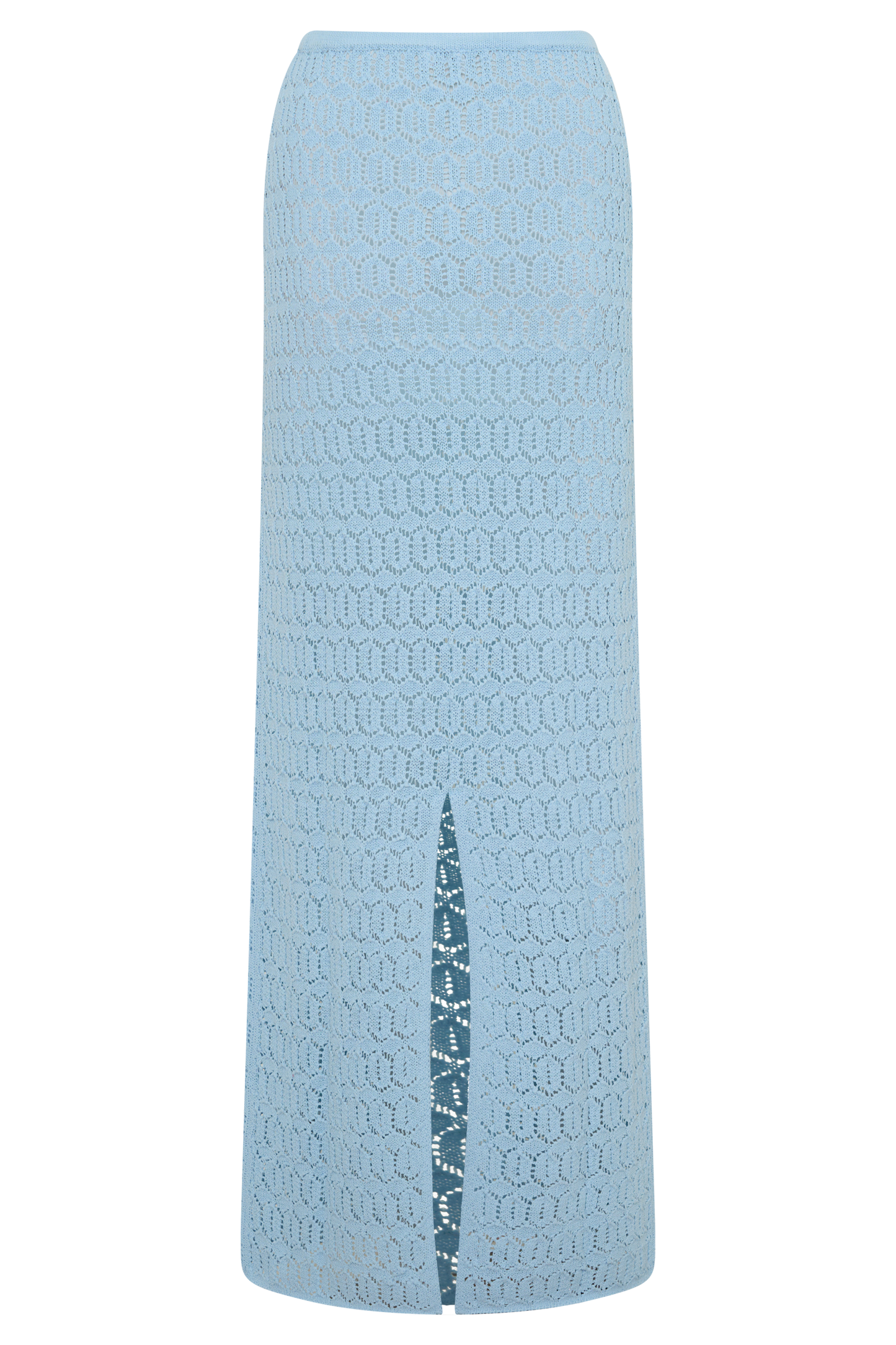 Falda Maxi de Crochet Tejida Courtney - Azul Pálido