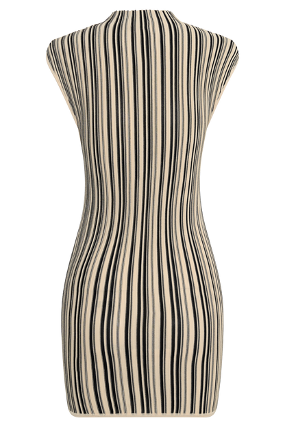 Vestido Mini Sin Mangas a Rayas Meggie - Negro/Marfil