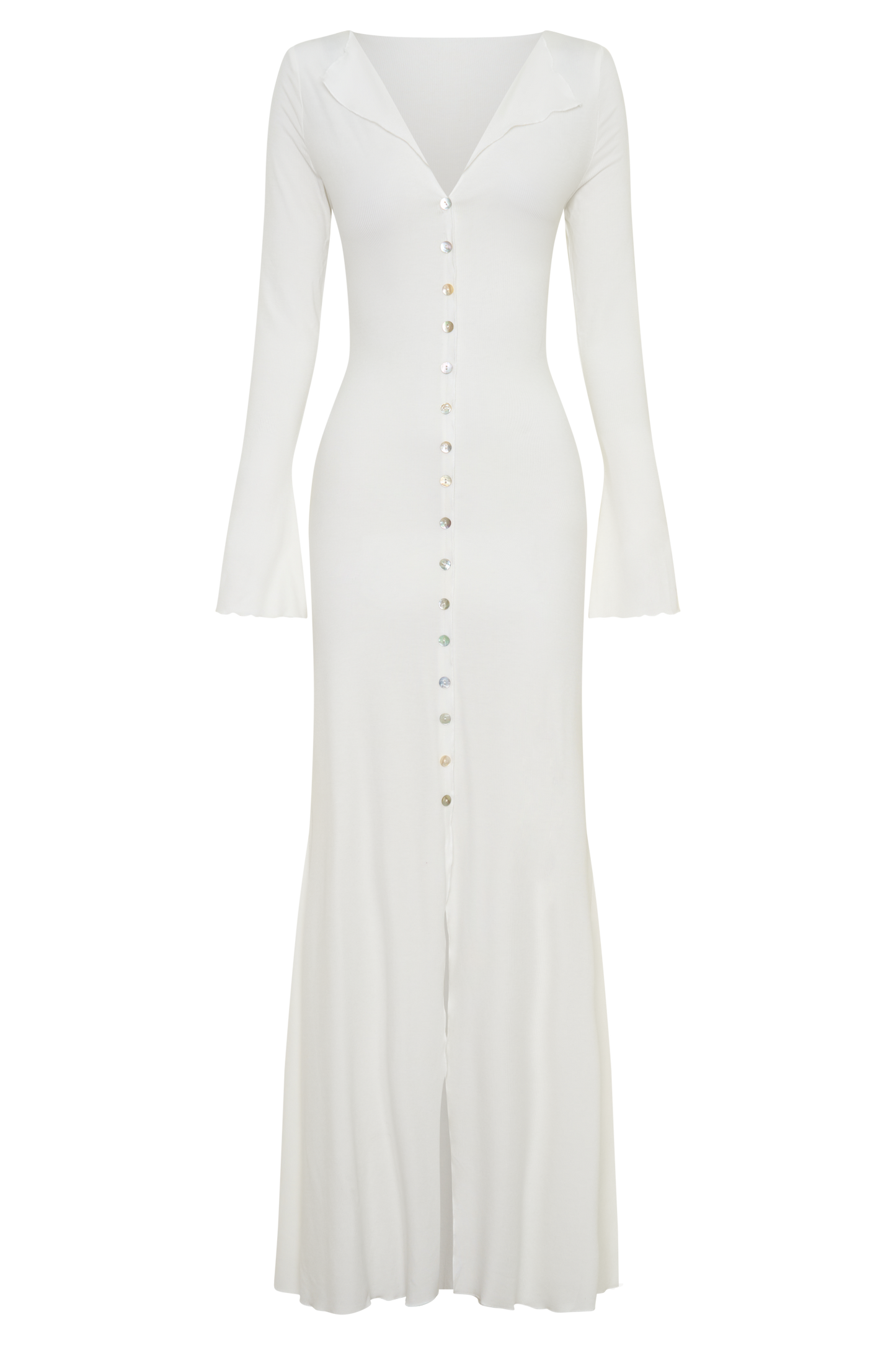 Vestido Maxi Manga Larga con Botones Tanya - Blanco