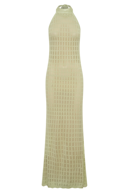 Vestido Maxi de Punto Halter Hayley - Verde Espuma