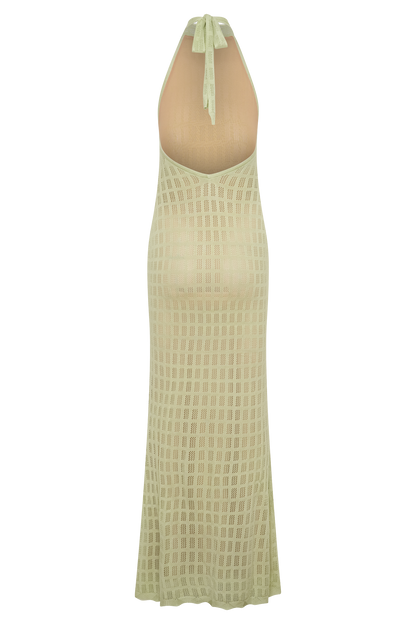 Vestido Maxi de Punto Halter Hayley - Verde Espuma