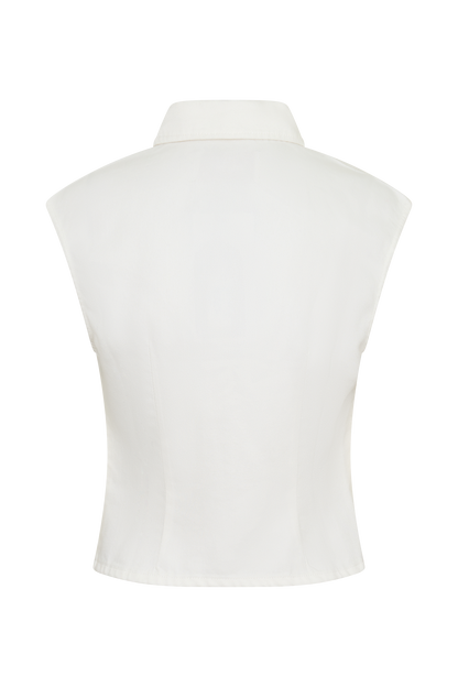 Top Largo de Denim con Cuello Jeremy - Blanco