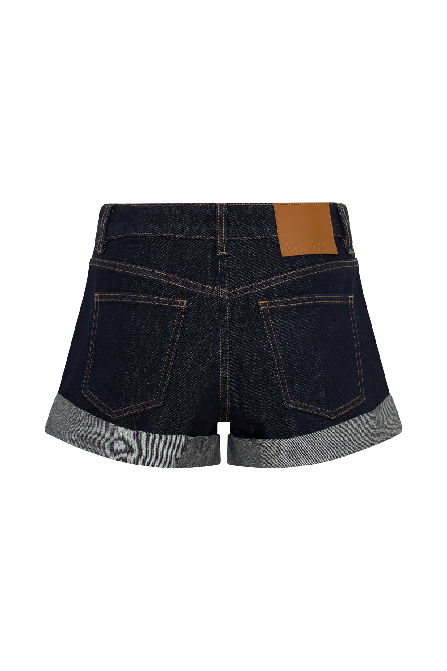 Shorts de Denim Dobladillo Enrollado Krissy - Índigo Azul Lavado