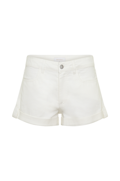 Shorts de Denim Dobladillo Enrollado Krissy - Blanco