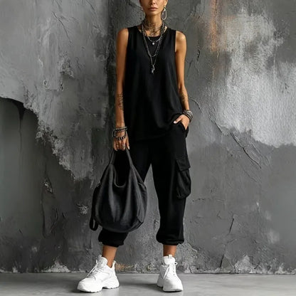 Conjunto casual de dos piezas para mujer de estilo vintage