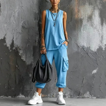 Conjunto casual de dos piezas para mujer de estilo vintage