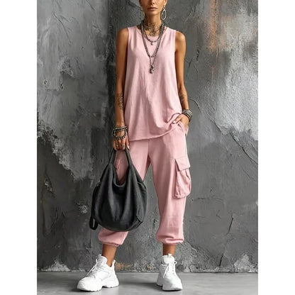 Conjunto casual de dos piezas para mujer de estilo vintage