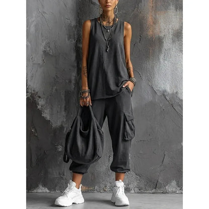 Conjunto casual de dos piezas para mujer de estilo vintage