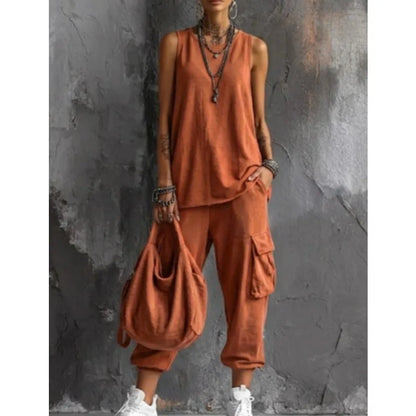 Conjunto casual de dos piezas para mujer de estilo vintage