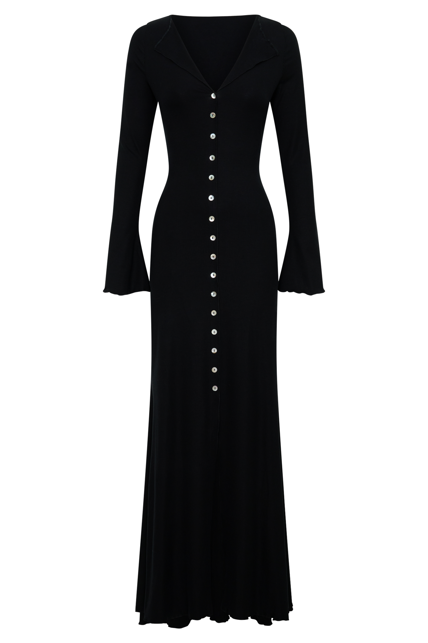 Vestido Maxi Manga Larga con Botones Tanya - Negro