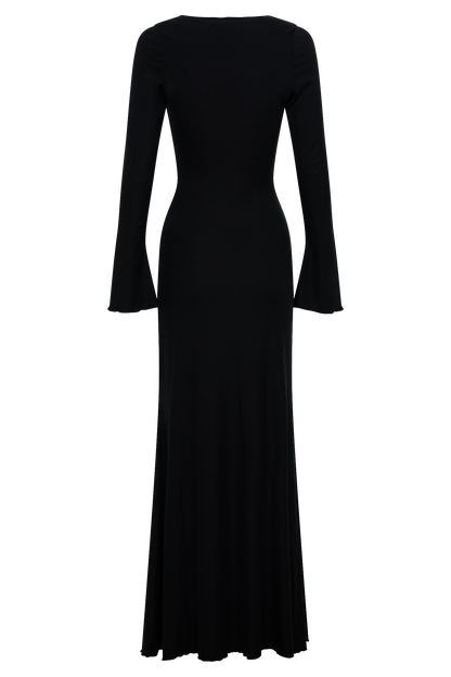 Vestido Maxi Manga Larga con Botones Tanya - Negro